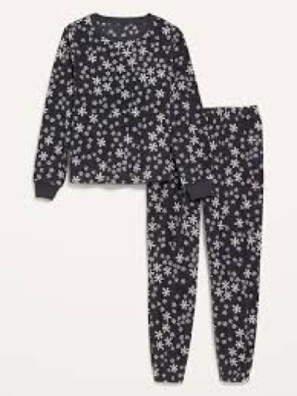 Old Navy Snowflake Microfleece Long Sleeve & Jogger Pajama Set For Women Medium